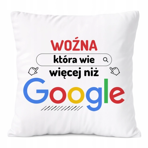 Poduszka Dla Woźnej na Prezent z Nadrukiem ze Zdjęciem Biała PoliDraw