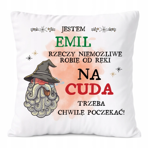 Poduszka Dle Emila na Prezent z Nadrukiem ze Zdjęciem Biała PoliDraw