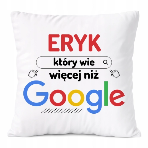 Poduszka Dla Eryka na Prezent z Nadrukiem ze Zdjęciem Biała PoliDraw