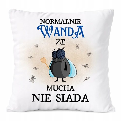 Poduszka Dla Wandy na Prezent z Nadrukiem ze Zdjęciem Biała PoliDraw
