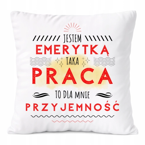 Poduszka Dla Emerytki na Prezent z Nadrukiem ze Zdjęciem Biała PoliDraw