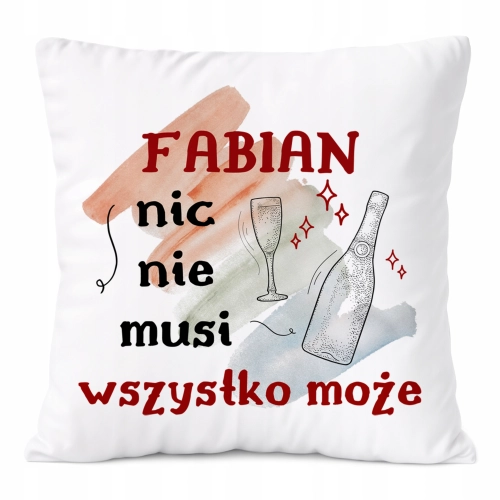 Poduszka Dla Fabiana na Prezent z Nadrukiem ze Zdjęciem Biała PoliDraw