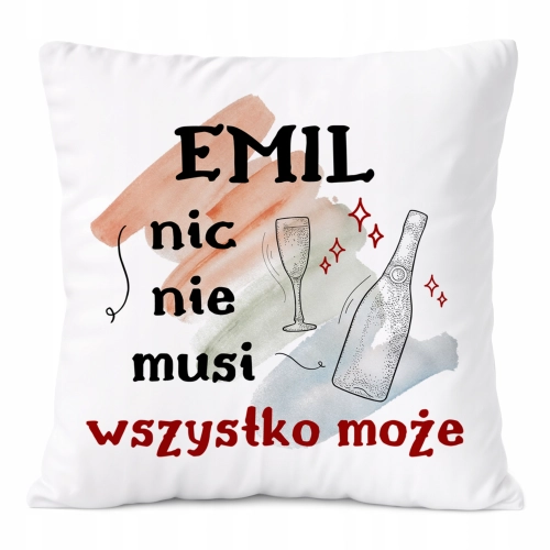 Poduszka Dle Emila na Prezent z Nadrukiem ze Zdjęciem Biała PoliDraw
