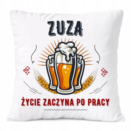 Poduszka Dla Zuzy na Prezent z Nadrukiem ze Zdjęciem Biała PoliDraw