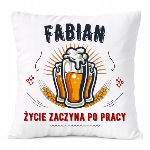Poduszka Dla Fabiana na Prezent z Nadrukiem ze Zdjęciem Biała PoliDraw