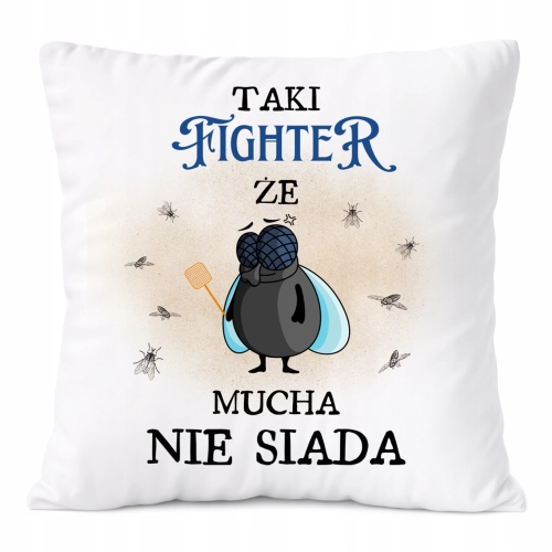 Poduszka Dla Fightera na Prezent z Nadrukiem ze Zdjęciem Biała PoliDraw