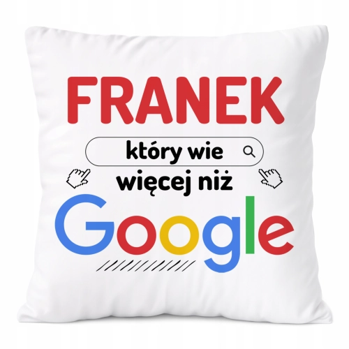 Poduszka Dla Franka na Prezent z Nadrukiem ze Zdjęciem Biała PoliDraw