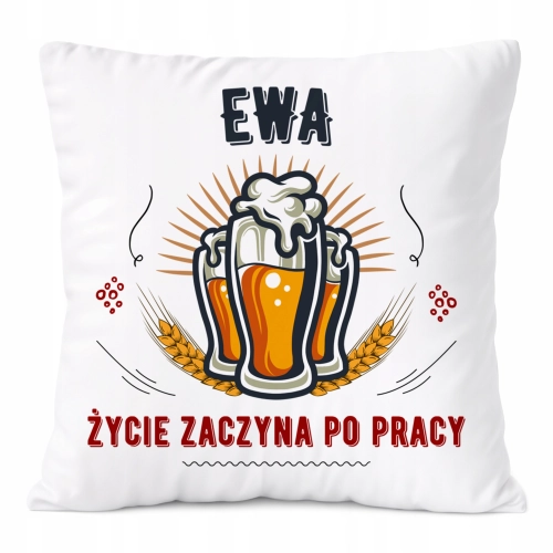 Poduszka Dla Ewy na Prezent z Nadrukiem ze Zdjęciem Biała PoliDraw
