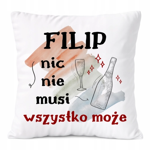 Poduszka Dla Filipa na Prezent z Nadrukiem ze Zdjęciem Biała PoliDraw