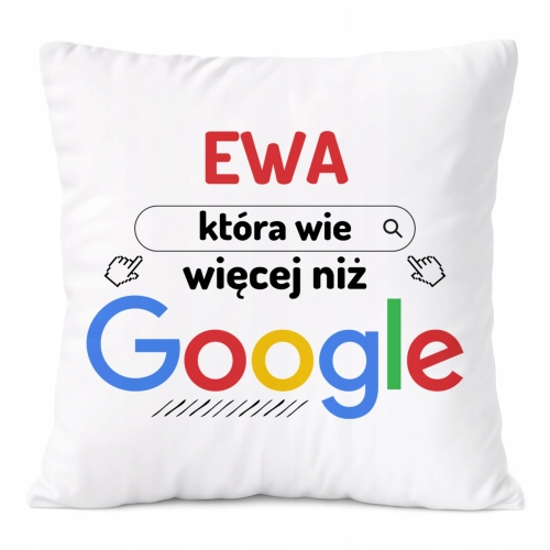 Poduszka Dla Ewy na Prezent z Nadrukiem ze Zdjęciem Biała PoliDraw