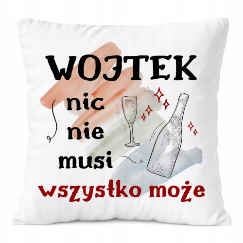 Poduszka Dla Wojtka na Prezent z Nadrukiem ze Zdjęciem Biała PoliDraw