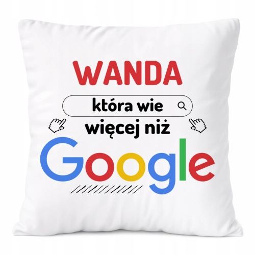 Poduszka Dla Wandy na Prezent z Nadrukiem ze Zdjęciem Biała PoliDraw