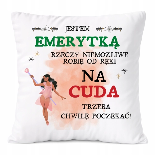 Poduszka Dla Emerytki na Prezent z Nadrukiem ze Zdjęciem Biała PoliDraw