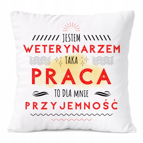 Poduszka Dla Weterynarza na Prezent z Nadrukiem ze Zdjęciem Biała PoliDraw