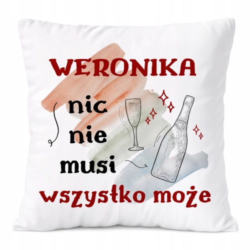 Poduszka Dla Weroniki na Prezent z Nadrukiem ze Zdjęciem Biała PoliDraw