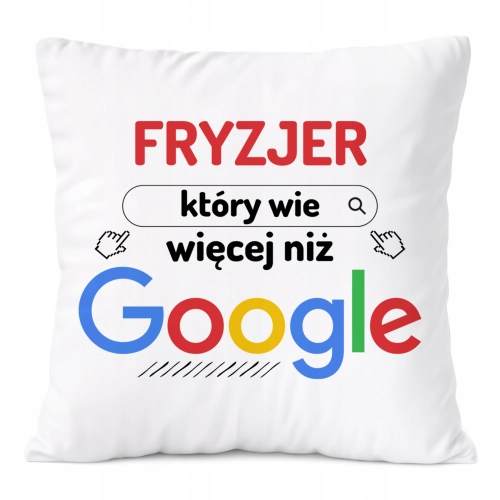 Poduszka Dla Fryzjera na Prezent z Nadrukiem ze Zdjęciem Biała PoliDraw