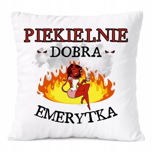 Poduszka Dla Emerytki na Prezent z Nadrukiem ze Zdjęciem Biała PoliDraw