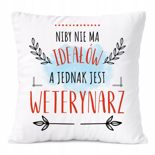 Poduszka Dla Weterynarza na Prezent z Nadrukiem ze Zdjęciem Biała PoliDraw