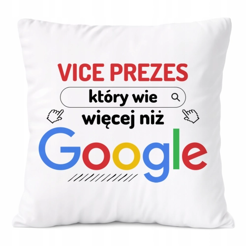 Poduszka Dla Vice Prezesa na Prezent z Nadrukiem ze Zdjęciem Biała PoliDraw