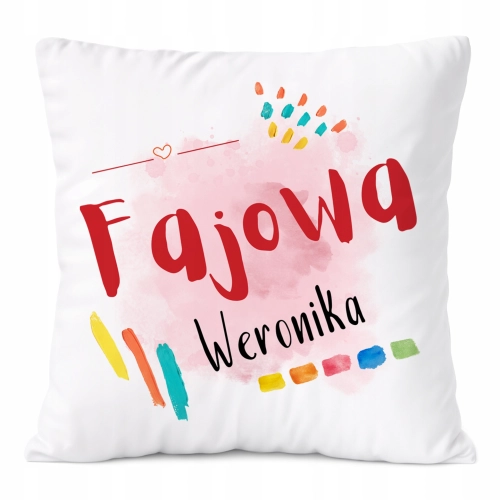 Poduszka Dla Weroniki na Prezent z Nadrukiem ze Zdjęciem Biała PoliDraw