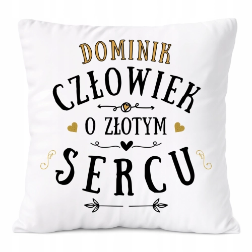 Poduszka Dla Dominika na Prezent z Nadrukiem ze Zdjęciem Biała PoliDraw