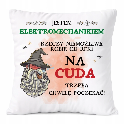 Poduszka Dla Elektromechanika na Prezent z Nadrukiem ze Zdjęciem Biała
