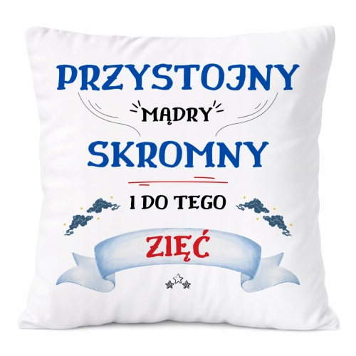 Poduszka Dla Zięcia na Prezent z Nadrukiem ze Zdjęciem Biała PoliDraw