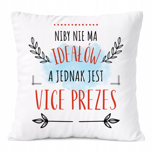 Poduszka Dla Vice Prezesa na Prezent z Nadrukiem ze Zdjęciem Biała PoliDraw