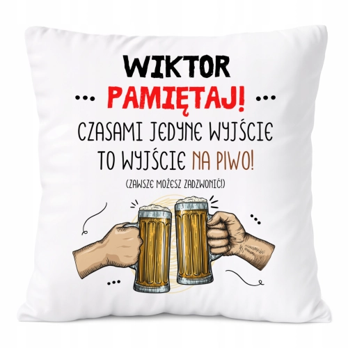 Poduszka Dla Wiktora na Prezent z Nadrukiem ze Zdjęciem Biała PoliDraw