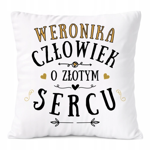 Poduszka Dla Weroniki na Prezent z Nadrukiem ze Zdjęciem Biała PoliDraw