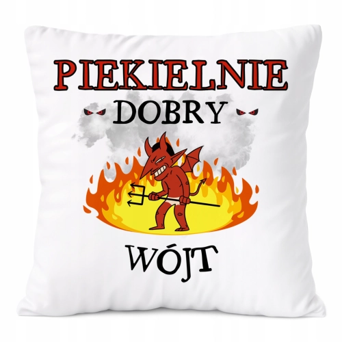 Poduszka Dla Wójta na Prezent z Nadrukiem ze Zdjęciem Biała PoliDraw