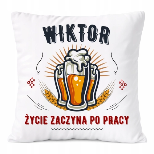Poduszka Dla Wiktora na Prezent z Nadrukiem ze Zdjęciem Biała PoliDraw