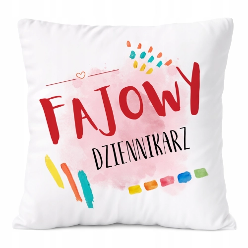 Poduszka Dla Dziennikarza na Prezent z Nadrukiem ze Zdjęciem Biała PoliDraw