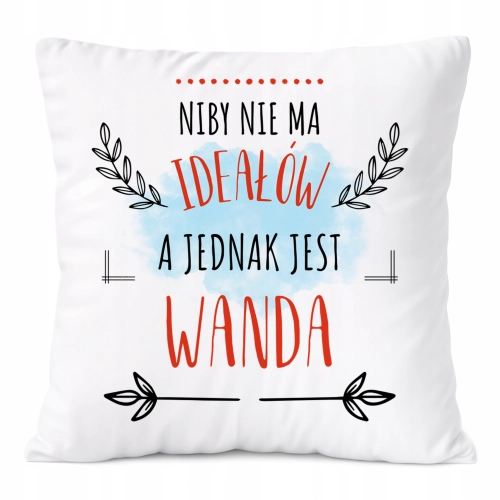 Poduszka Dla Wandy na Prezent z Nadrukiem ze Zdjęciem Biała PoliDraw