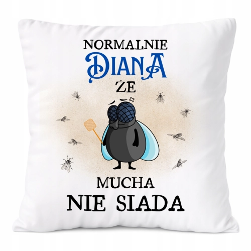 Poduszka Dla Diany na Prezent z Nadrukiem ze Zdjęciem Biała PoliDraw