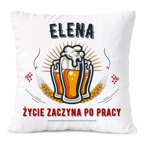Poduszka Dla Eleny na Prezent z Nadrukiem ze Zdjęciem Biała PoliDraw