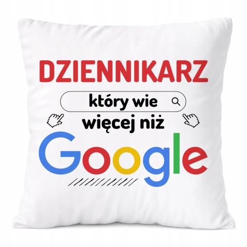 Poduszka Dla Dziennikarza na Prezent z Nadrukiem ze Zdjęciem Biała PoliDraw