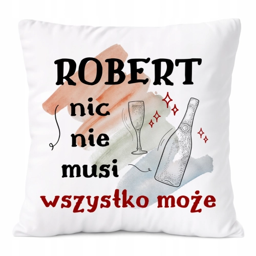 Poduszka Dla Roberta na Prezent z Nadrukiem ze Zdjęciem Biała PoliDraw