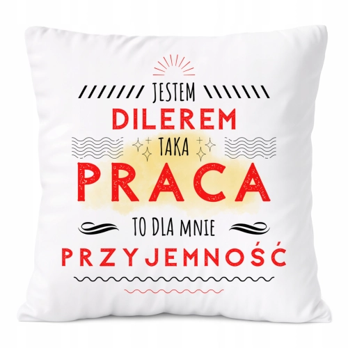 Poduszka Dla Dilera na Prezent z Nadrukiem ze Zdjęciem Biała PoliDraw