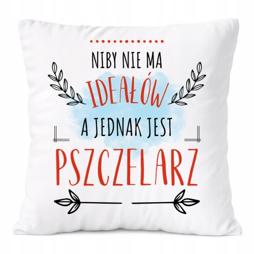 Poduszka Dla Pszczelarza na Prezent z Nadrukiem ze Zdjęciem Biała PoliDraw