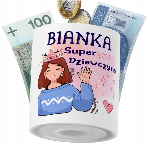 Skarbonka Dla Bianki Córki Dziecka z Nadrukiem ze Zdjęciem