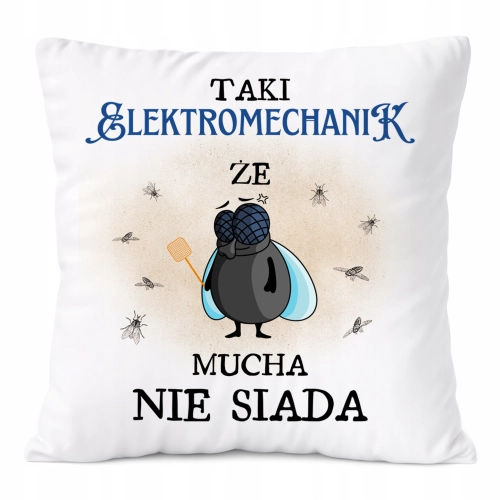 Poduszka Dla Elektromechanika na Prezent z Nadrukiem ze Zdjęciem Biała