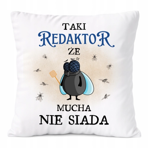 Poduszka Dla Redaktora na Prezent z Nadrukiem ze Zdjęciem Biała PoliDraw