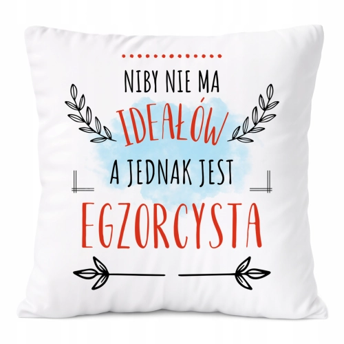 Poduszka Dla Egzorcysty na Prezent z Nadrukiem ze Zdjęciem Biała PoliDraw