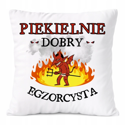 Poduszka Dla Egzorcysty na Prezent z Nadrukiem ze Zdjęciem Biała PoliDraw
