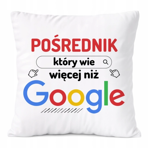 Poduszka Dla Pośrednika na Prezent z Nadrukiem ze Zdjęciem Biała PoliDraw