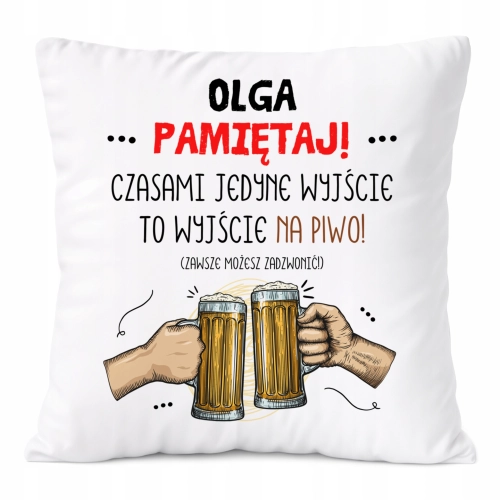 Poduszka Dla Olgi na Prezent z Nadrukiem ze Zdjęciem Biała PoliDraw