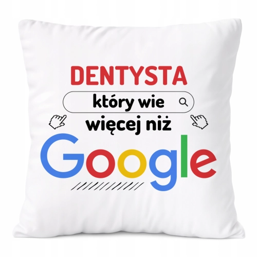 Poduszka Dla Dentysty na Prezent z Nadrukiem ze Zdjęciem Biała PoliDraw