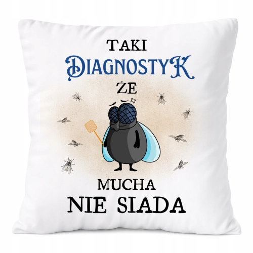 Poduszka Dla Diagnostyka na Prezent z Nadrukiem ze Zdjęciem Biała PoliDraw