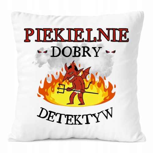 Poduszka Dla Detektywa na Prezent z Nadrukiem ze Zdjęciem Biała PoliDraw
